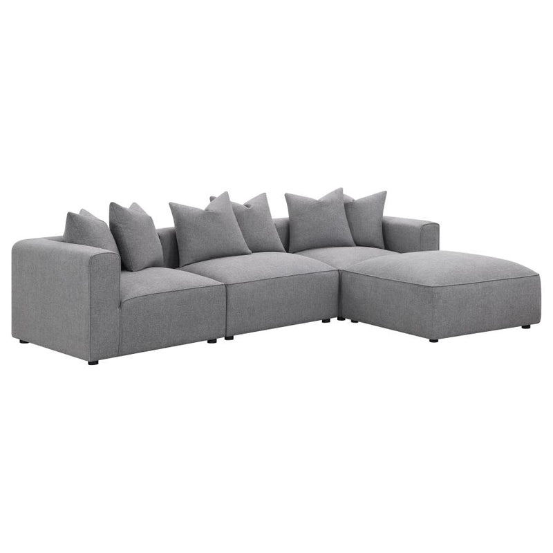 Jennifer Square Upholstered Ottoman Grey-zoom-