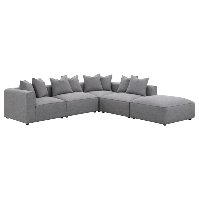 Jennifer Square Upholstered Ottoman Grey-zoom-