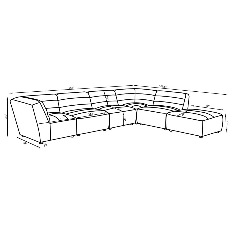 Sunny 6-piece Upholstered Modular Sectional Sofa Natural-zoom-11