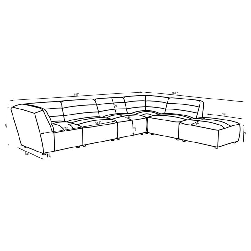 Sunny 6-piece Upholstered Modular Sectional Sofa Natural-zoom-