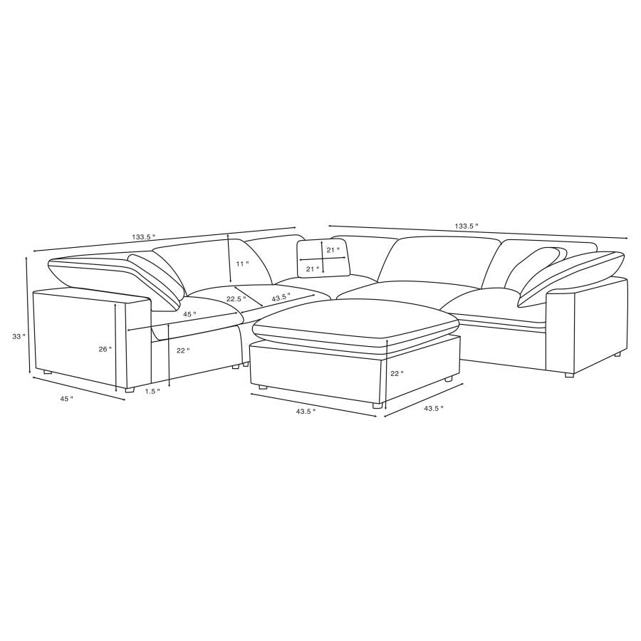 Raleigh 6-piece Boucle Upholstered Modular Sectional Ivory-zoom-8