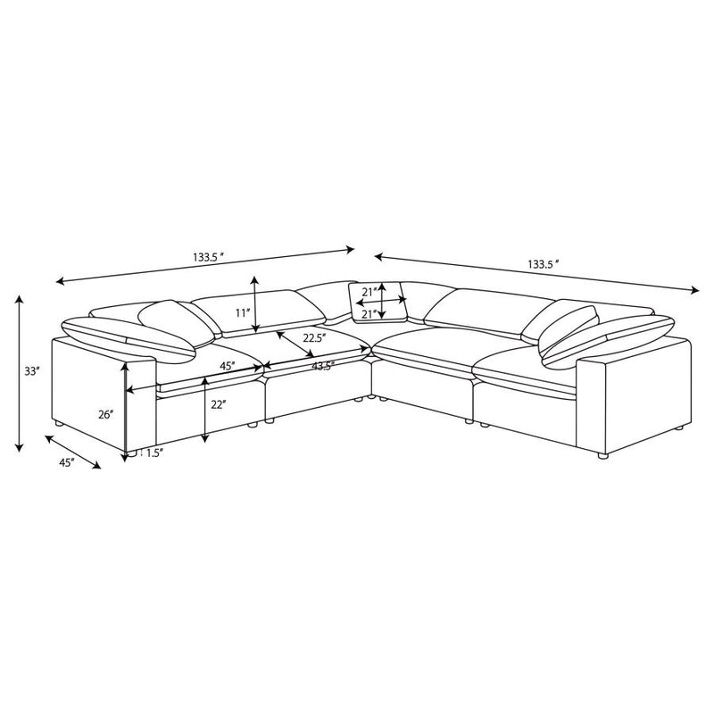 Raleigh 5-piece Boucle Upholstered Modular Sectional Ivory-zoom-