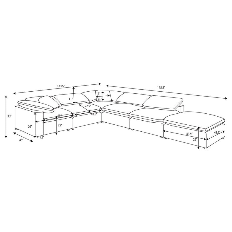 Raleigh 6-piece Boucle Upholstered Modular Sectional Ivory-zoom-