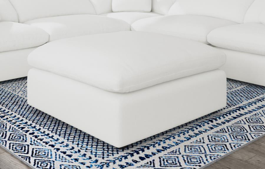 Raleigh Boucle Upholstered Ottoman Ivory-2