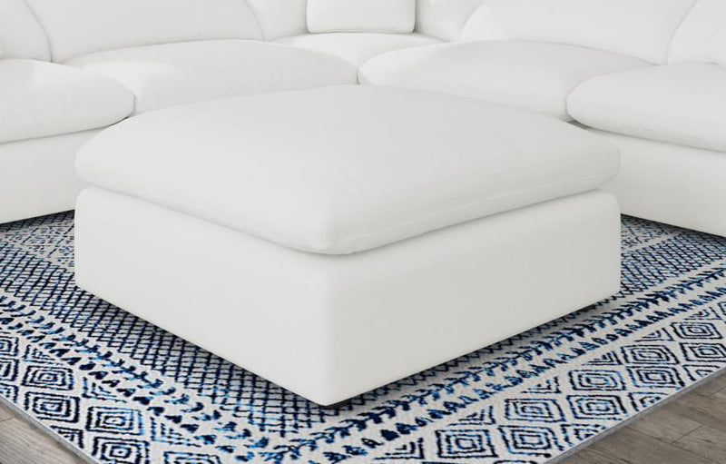 Raleigh Boucle Upholstered Ottoman Ivory-zoom-