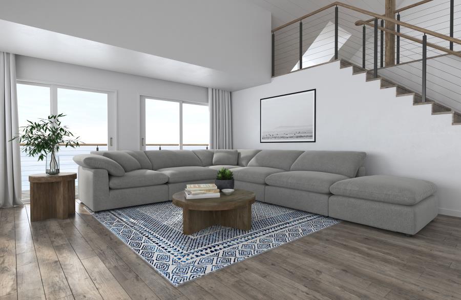 Raleigh 6-piece Boucle Upholstered Modular Sectional Grey-1