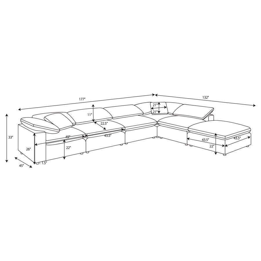 Raleigh 6-piece Boucle Upholstered Modular Sectional Grey-zoom-12
