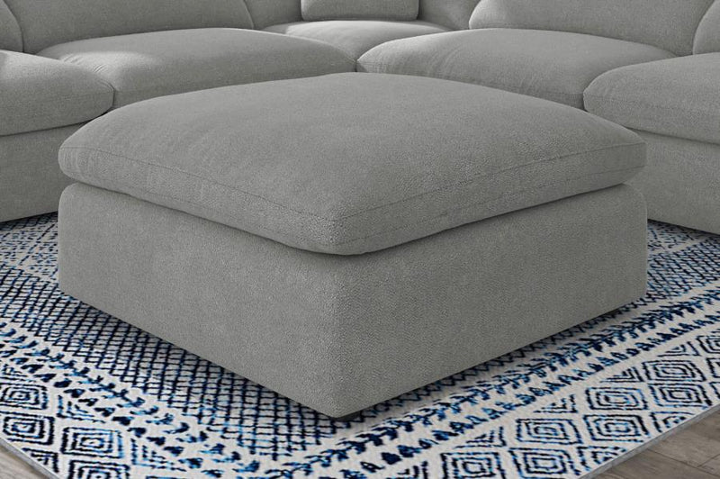 Raleigh Boucle Upholstered Ottoman Grey-zoom-