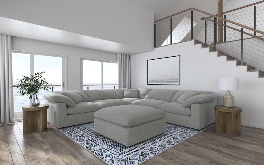 Raleigh Boucle Upholstered Ottoman Grey-zoom-7