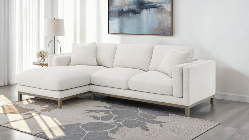 Geneva Boucle Upholstered Sectional Chaise Sofa Sand-zoom-