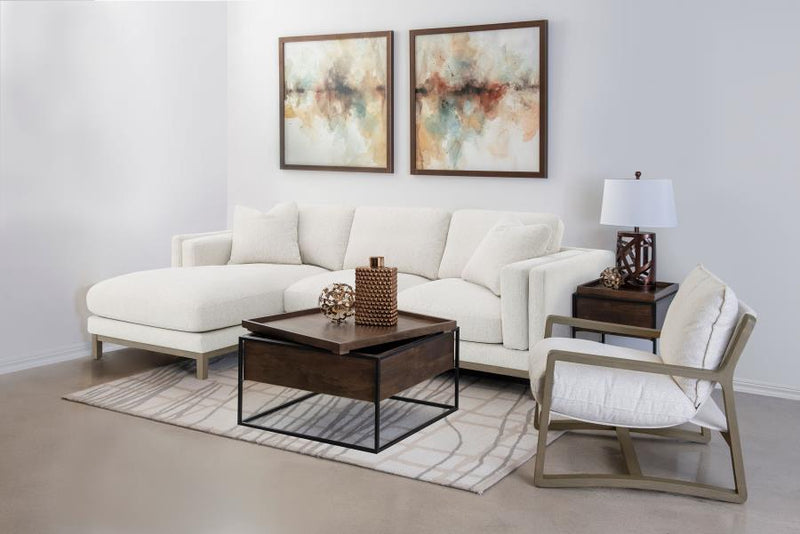 Geneva Boucle Upholstered Sectional Chaise Sofa Sand-zoom-