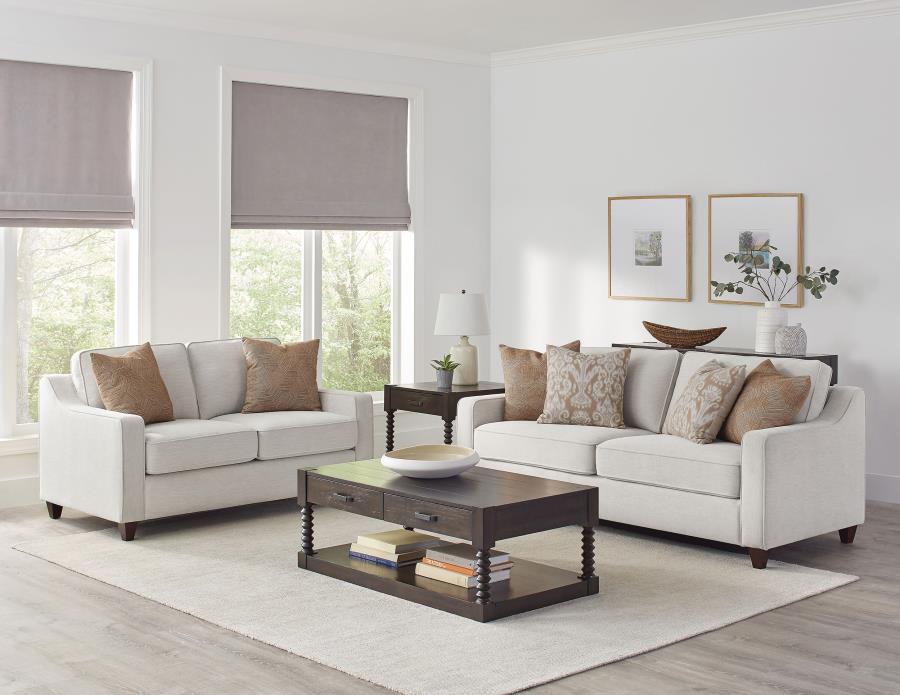 Christine 2-piece Upholstered Sloped Arm Sofa Set Beige-1