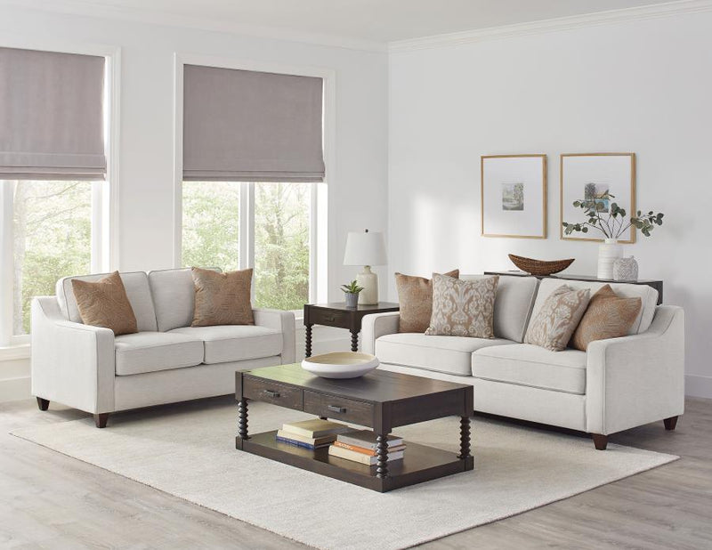 Christine 2-piece Upholstered Sloped Arm Sofa Set Beige-zoom-