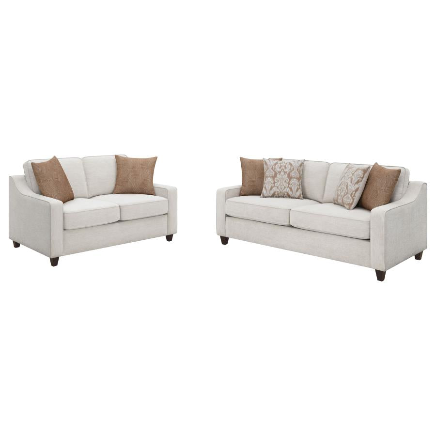 Christine 2-piece Upholstered Sloped Arm Sofa Set Beige-2