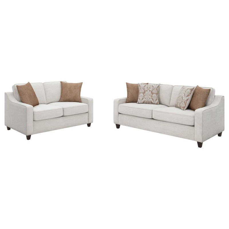 Christine 2-piece Upholstered Sloped Arm Sofa Set Beige-zoom-