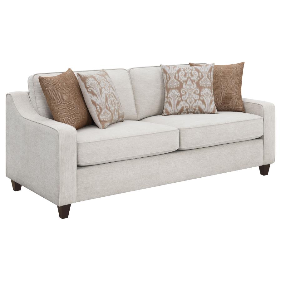 Christine 2-piece Upholstered Sloped Arm Sofa Set Beige-3
