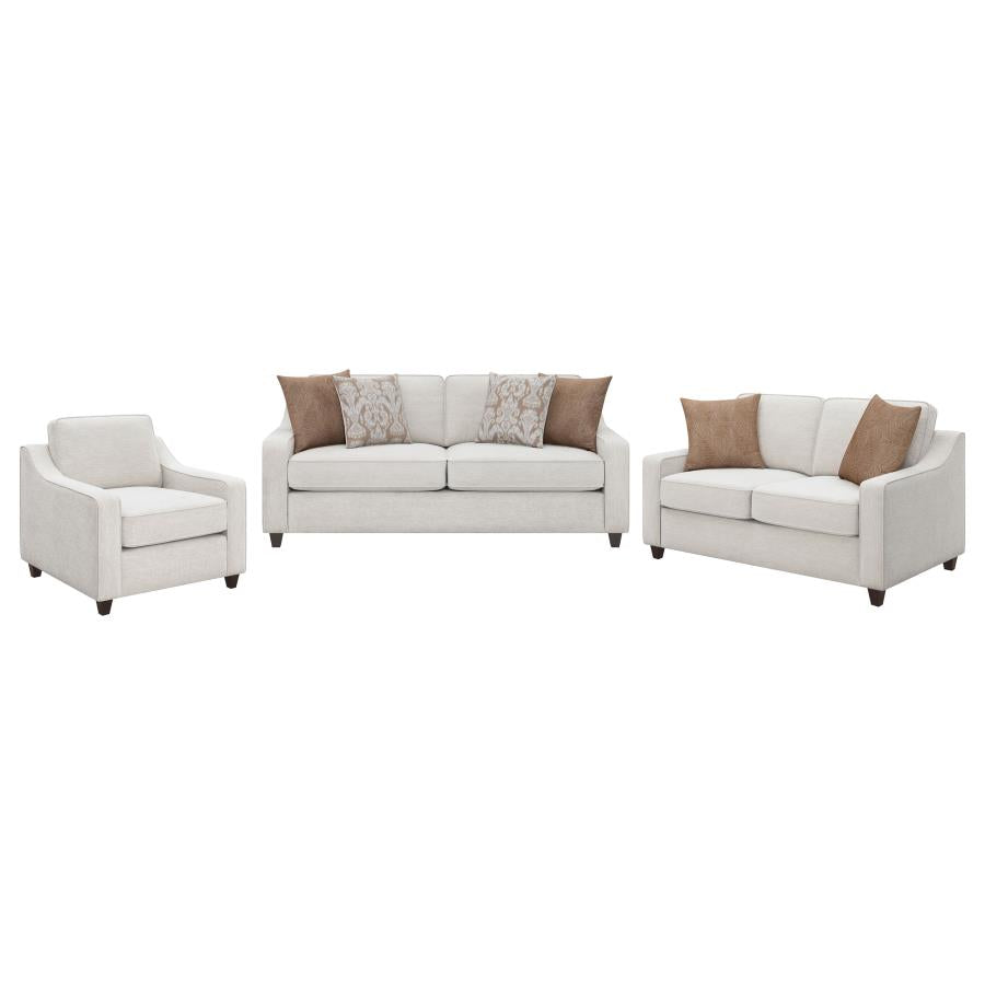 Christine 3-piece Upholstered Sloped Arm Sofa Set Beige-zoom-2