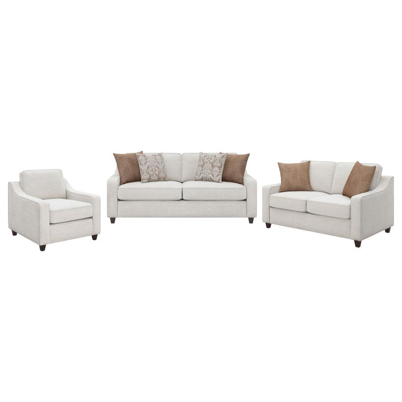 Christine 3-piece Upholstered Sloped Arm Sofa Set Beige-zoom-