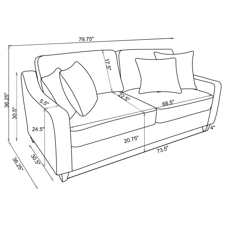 Christine 3-piece Upholstered Sloped Arm Sofa Set Beige-zoom-18