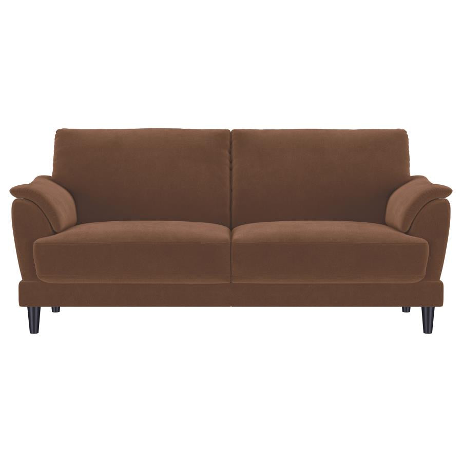 Selma 2-piece Velvet Upholstered Crescent Arm Sofa Set Rust-4