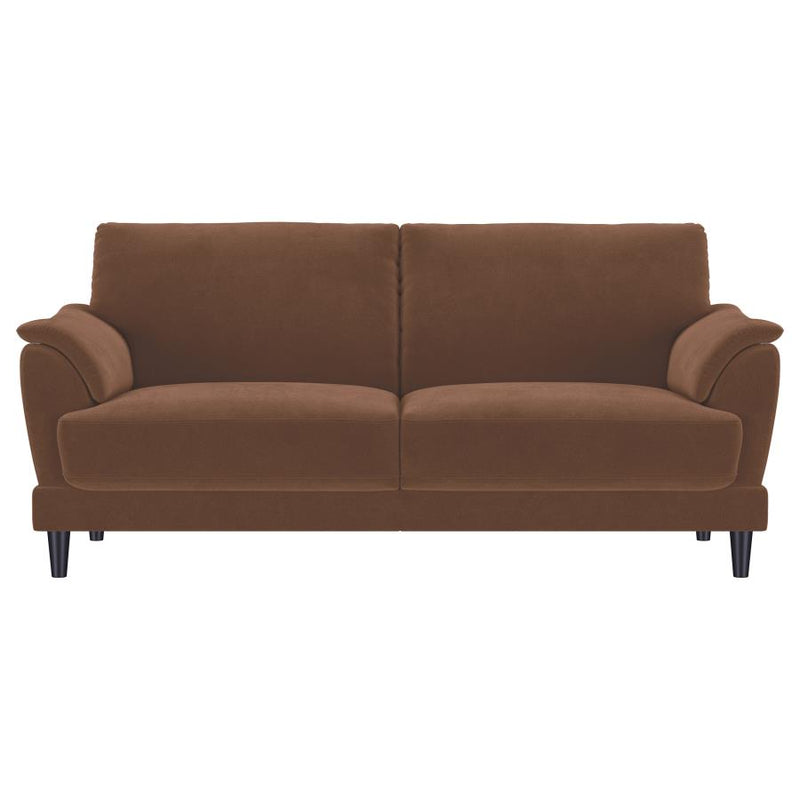 Selma 2-piece Velvet Upholstered Crescent Arm Sofa Set Rust-zoom-
