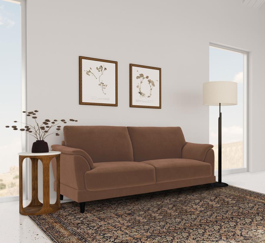Selma Velvet Upholstered Crescent Arm Sofa Rust-2