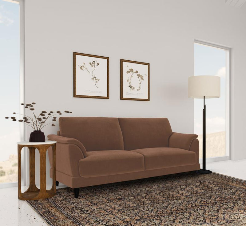 Selma Velvet Upholstered Crescent Arm Sofa Rust-zoom-