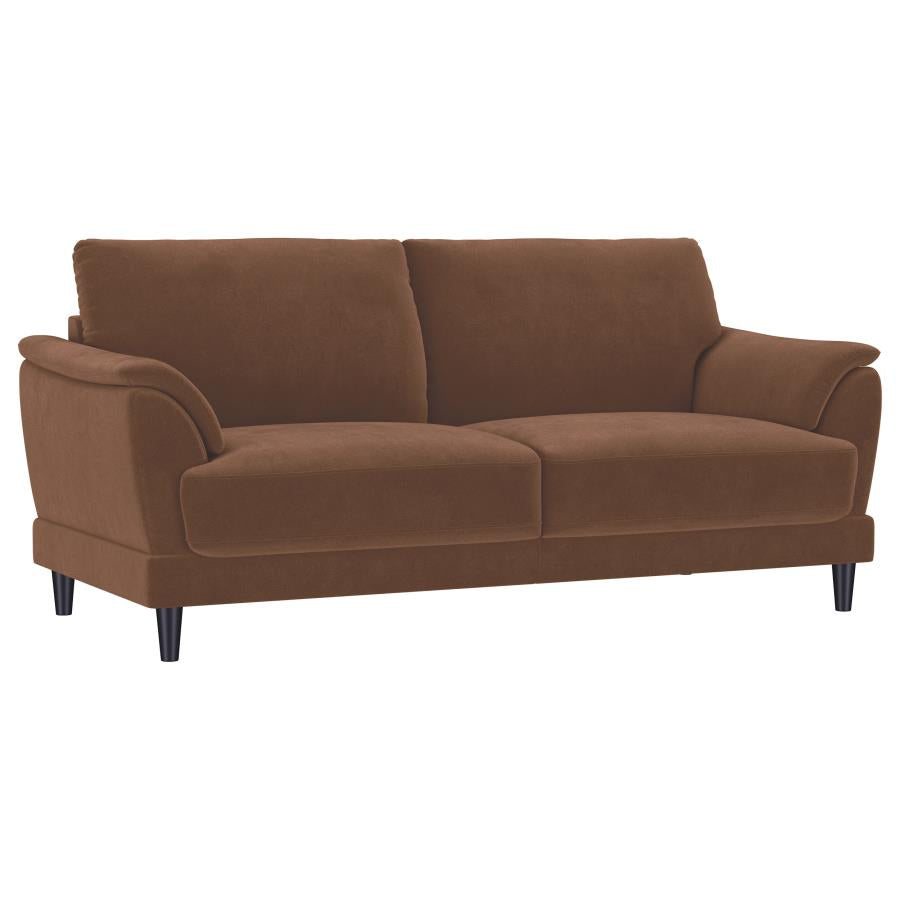 Selma Velvet Upholstered Crescent Arm Sofa Rust-1