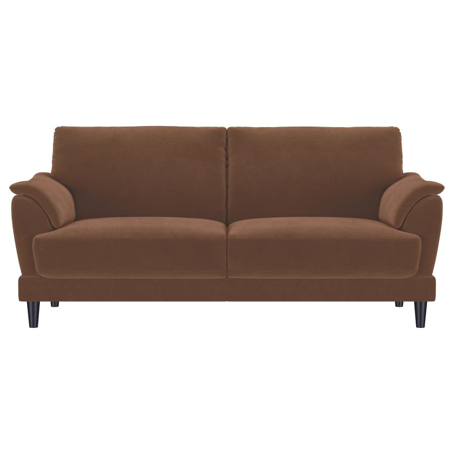 Selma Velvet Upholstered Crescent Arm Sofa Rust-3