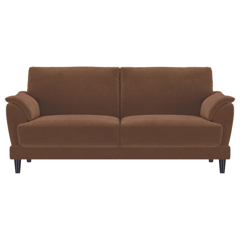 Selma Velvet Upholstered Crescent Arm Sofa Rust-zoom-
