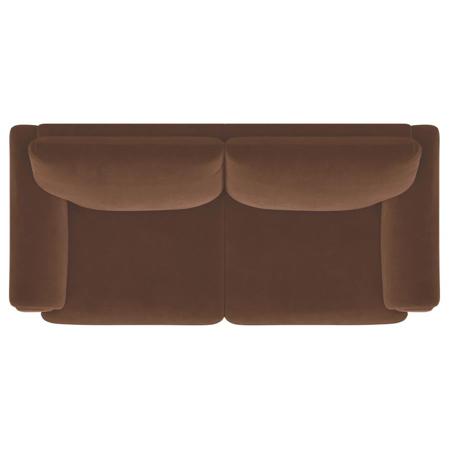 Selma Velvet Upholstered Crescent Arm Sofa Rust-10