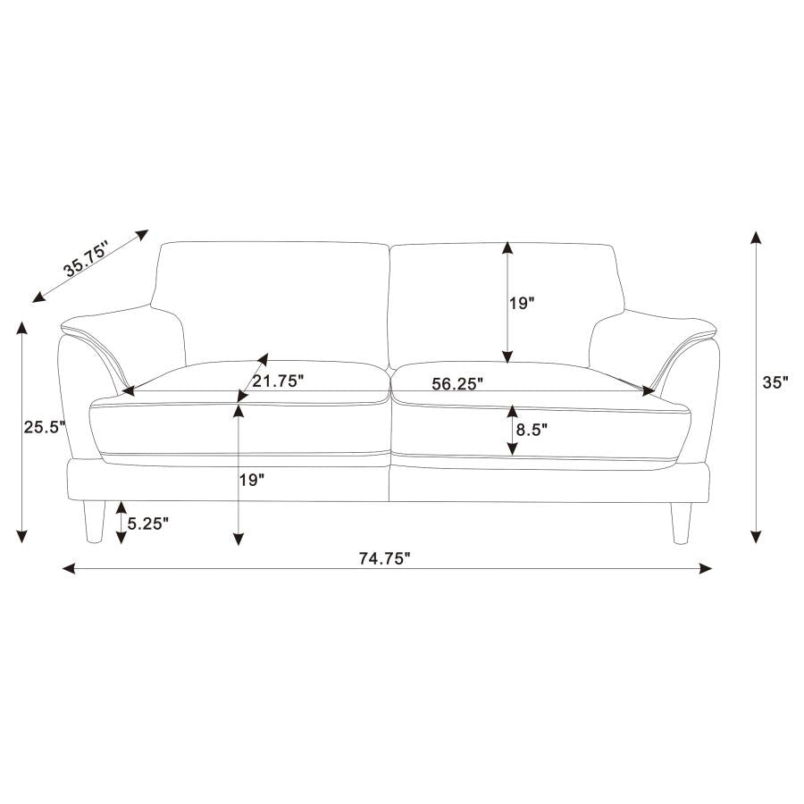 Selma Velvet Upholstered Crescent Arm Sofa Rust-zoom-12