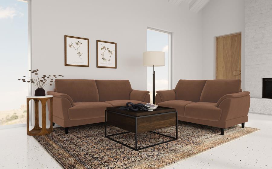 Selma Velvet Upholstered Crescent Arm Sofa Rust-13