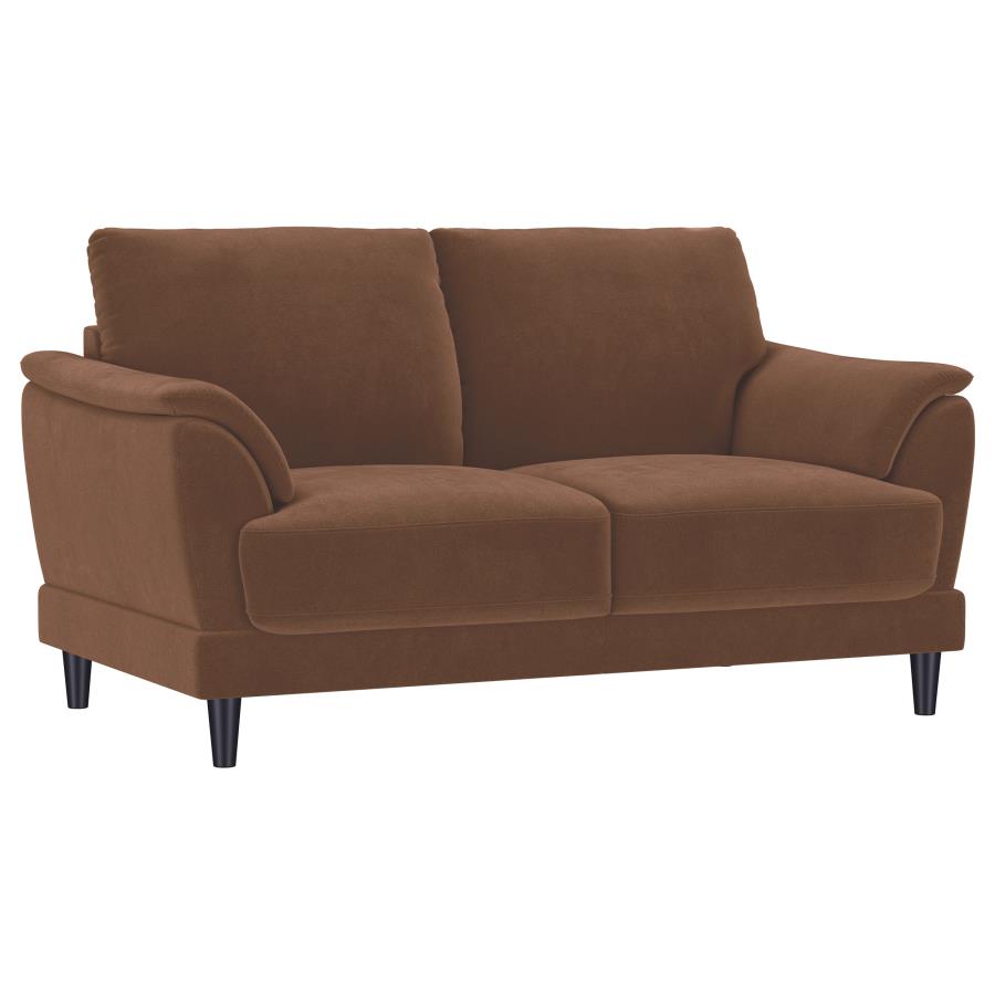 Selma Velvet Upholstered Crescent Arm Loveseat Rust-zoom-1