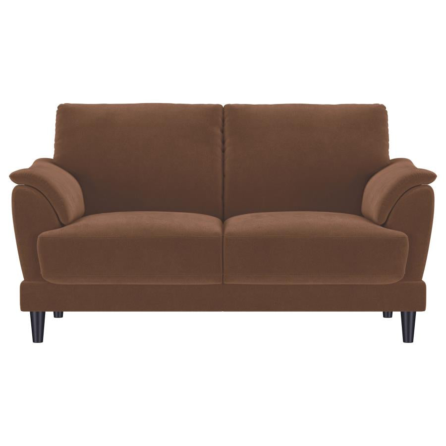 Selma Velvet Upholstered Crescent Arm Loveseat Rust-zoom-3