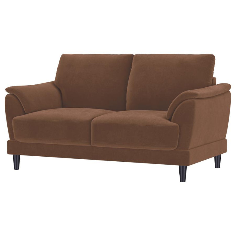 Selma Velvet Upholstered Crescent Arm Loveseat Rust-zoom-