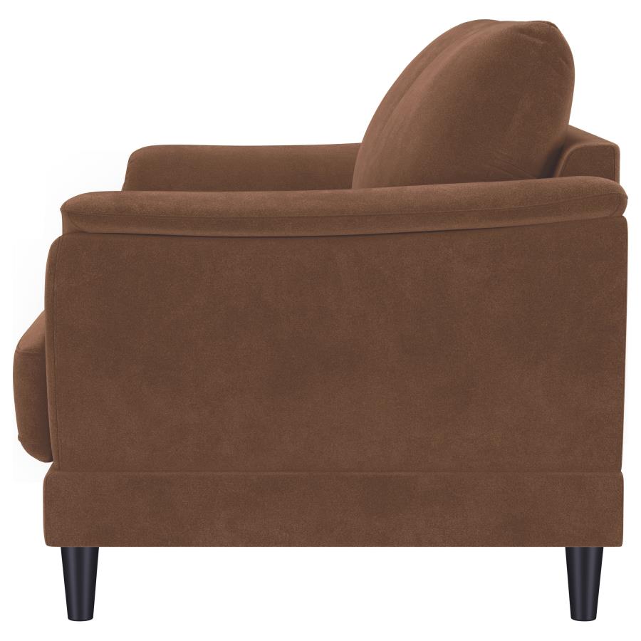 Selma Velvet Upholstered Crescent Arm Loveseat Rust-5