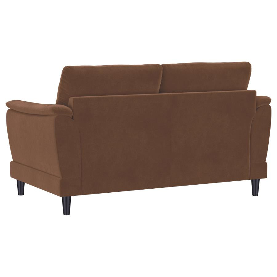 Selma Velvet Upholstered Crescent Arm Loveseat Rust-6