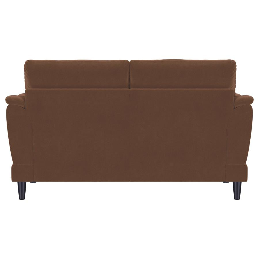 Selma Velvet Upholstered Crescent Arm Loveseat Rust-7