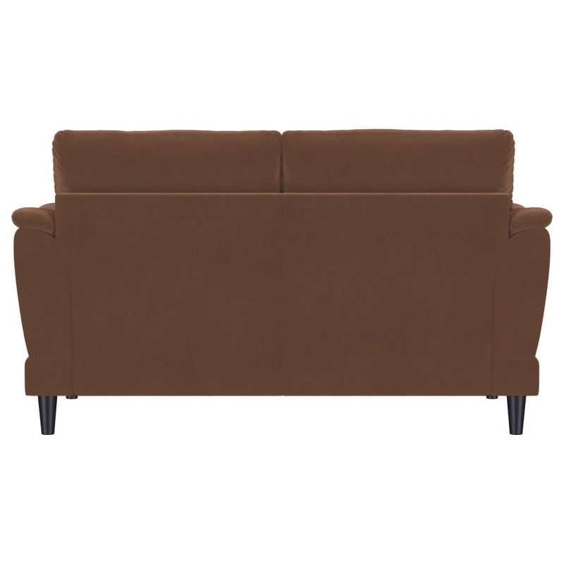 Selma Velvet Upholstered Crescent Arm Loveseat Rust-zoom-