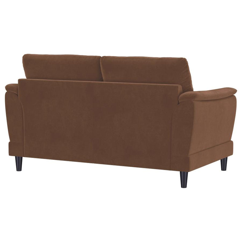 Selma Velvet Upholstered Crescent Arm Loveseat Rust-zoom-