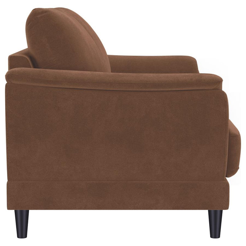 Selma Velvet Upholstered Crescent Arm Loveseat Rust-zoom-