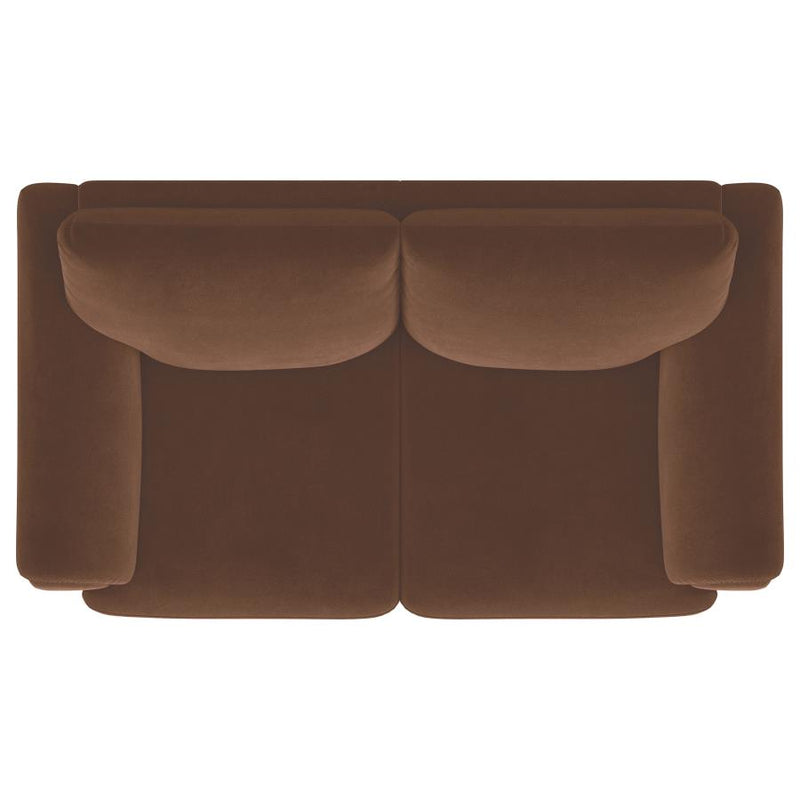 Selma Velvet Upholstered Crescent Arm Loveseat Rust-zoom-