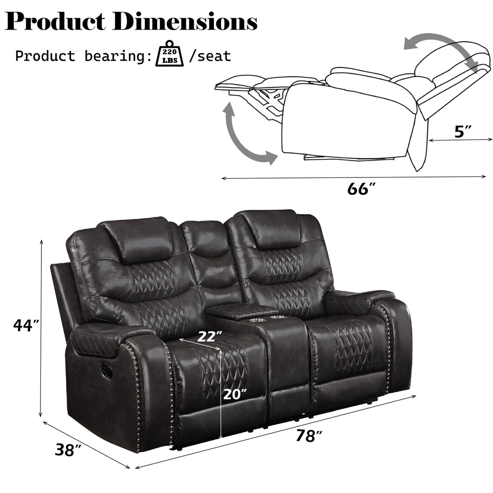 ACME Braylon Motion Loveseat – view 12 – Lusso Furniture Miami