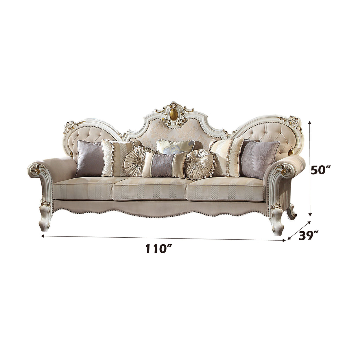 ACME Picardy Oversized Sofa with 8 Pillows – angle view – Lusso Furniture Miami