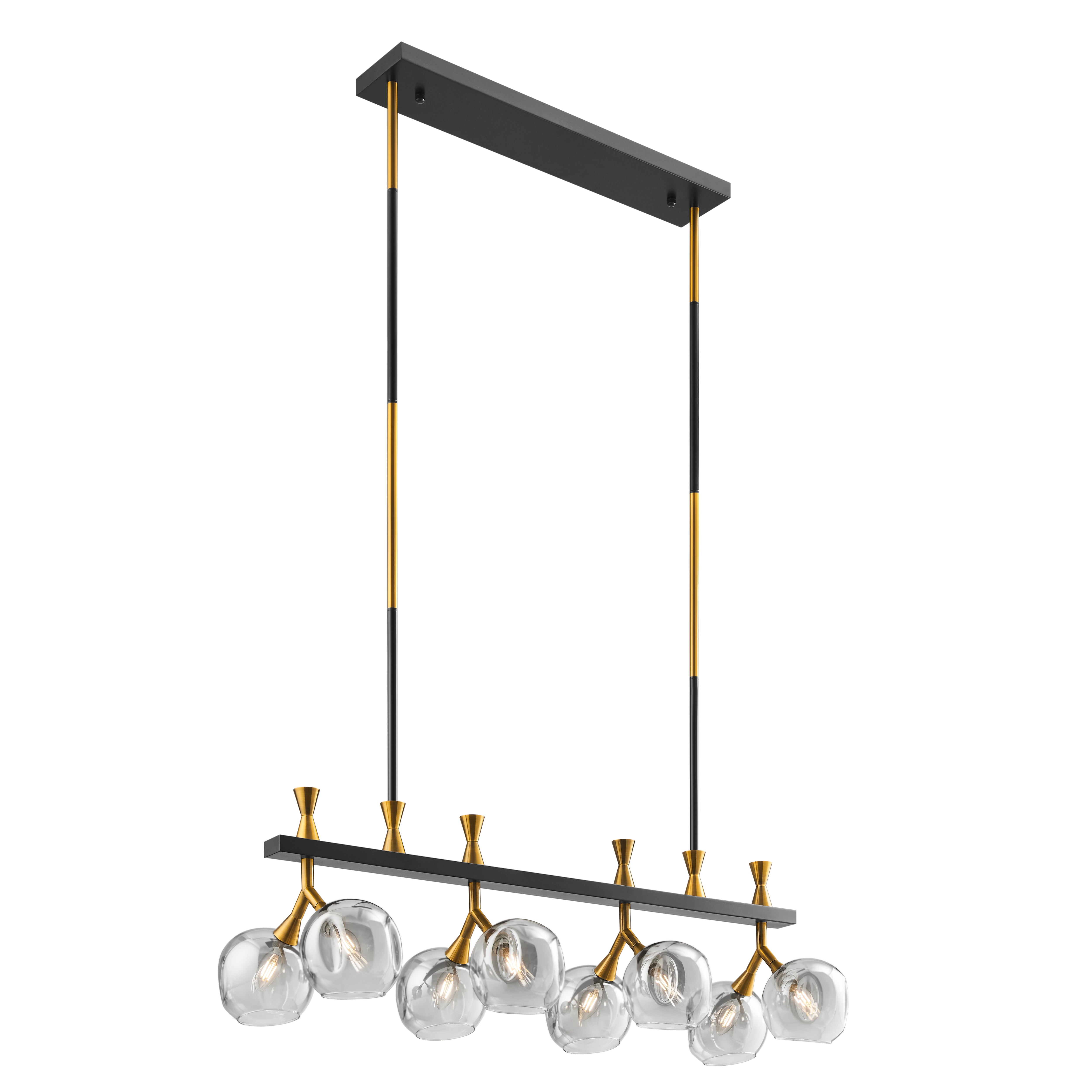 Sonder Rectangular Gold and Black 8-Light Chandelier