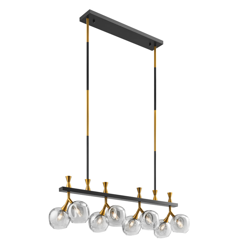 Sonder Rectangular Gold and Black 8-Light Chandelier-zoom-