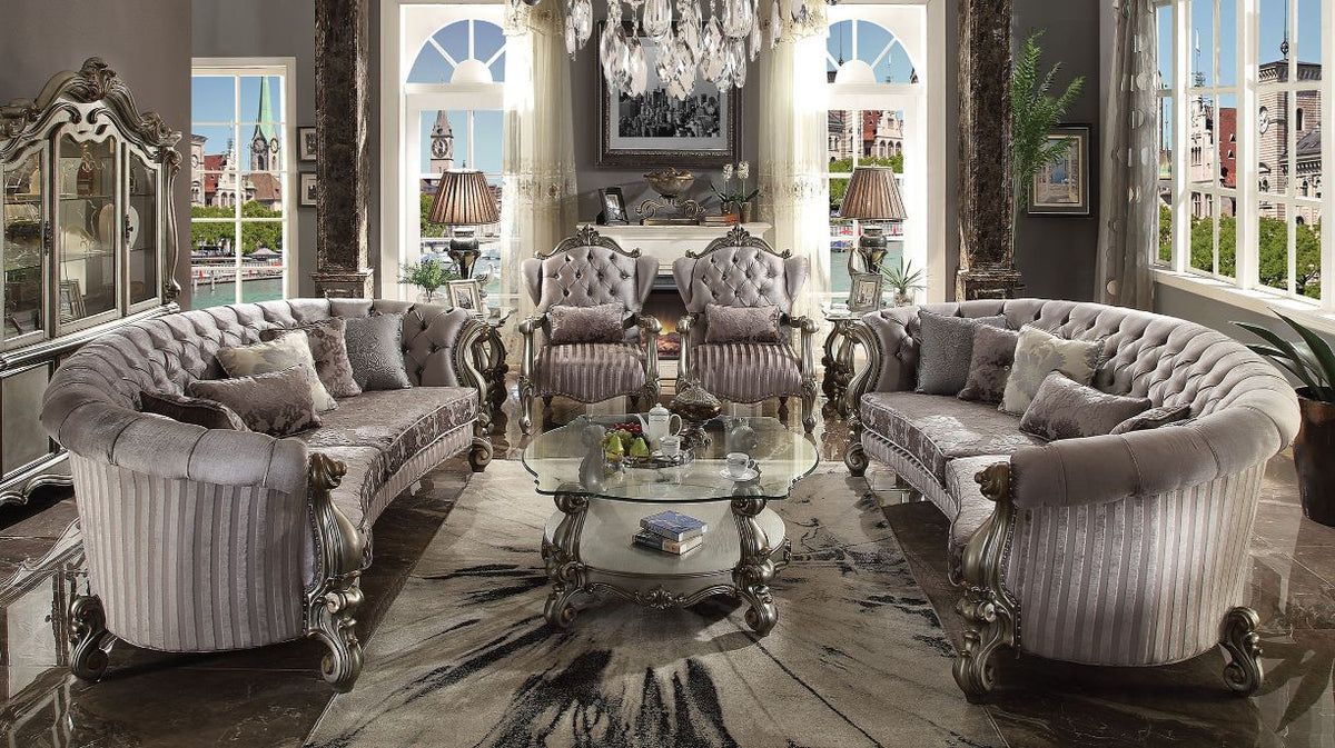 ACME Versailles Sofa with 5 Pillows – back view – Lusso Furniture Miami