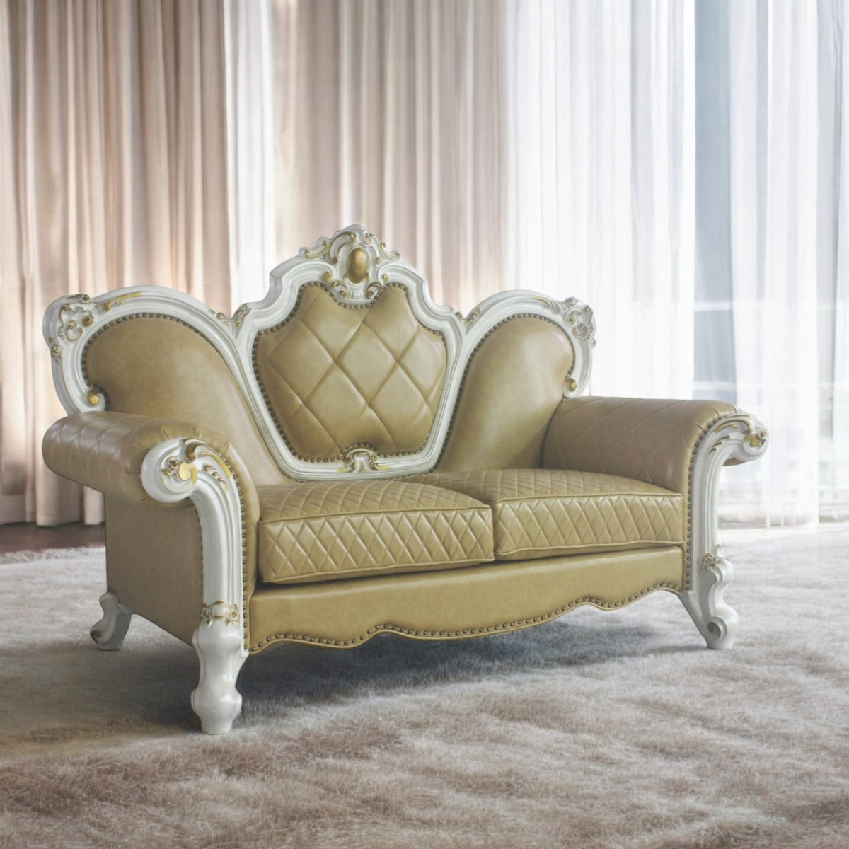 ACME Picardy Loveseat with 3 Pillows – top view – Lusso Furniture Miami