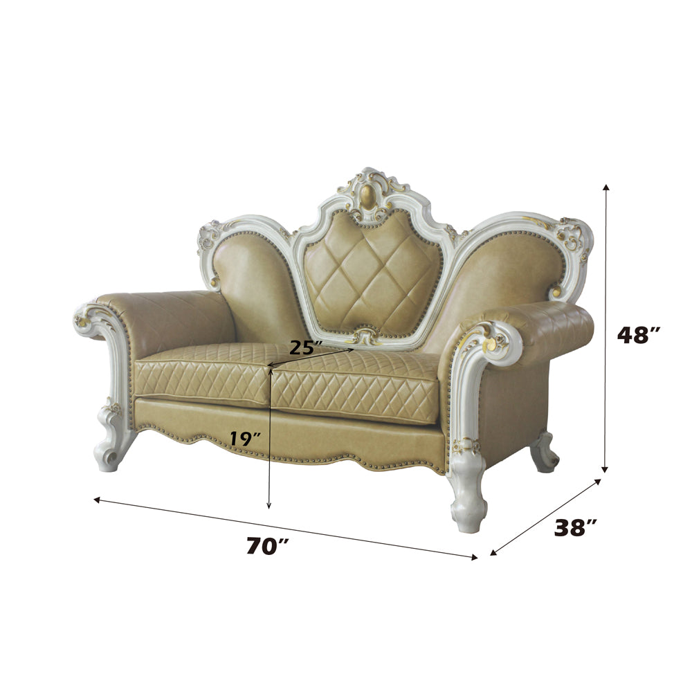 ACME Picardy Loveseat with 3 Pillows – room setting – Lusso Furniture Miami